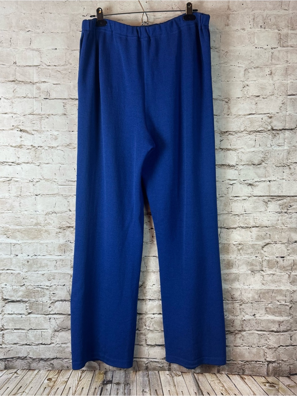 ST. JOHN Sport Marie Gray Women's Large Knit Pants Royal Blue Wool Rayon Lg L - Picture 6 of 7